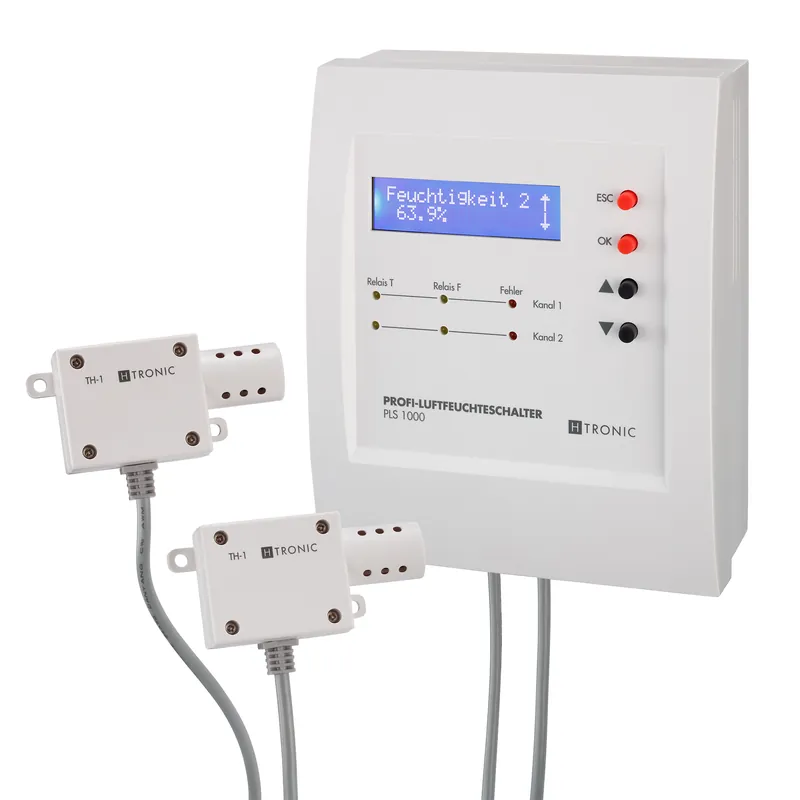 Beliebt Luftfeuchtesteuerung Temperatursteuerung PLS1000 mit LCD-Display inkl 2x Sensor 4-Relaiskontakte