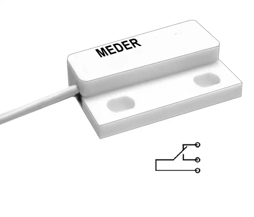 Magnetkontakt Reedkontakt NC-NO Wechslerkontakt 23x14mm Weiss Reedschalter mit Kabel Schneller Versand