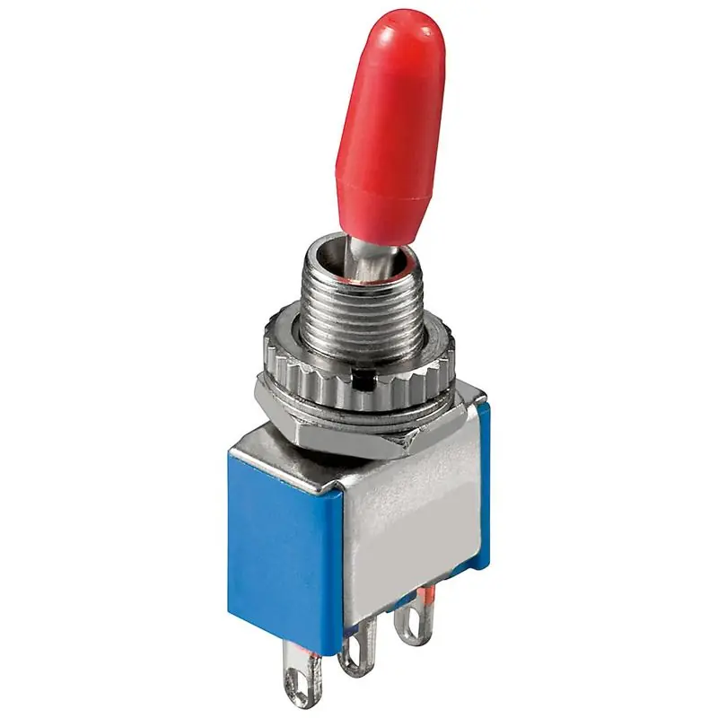 Echt Schalter Mini Kippschalter 1xUM Ein-Aus mit roter Kappe