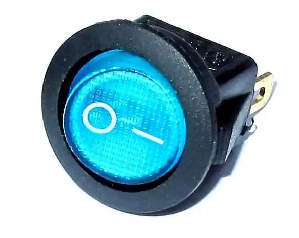 Saisonangebot Schalter Wippschalter Blau RUND 23mm I/O beleuchtet 250V 6A Netzschalter