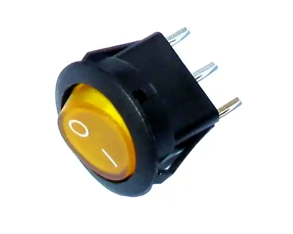 Bestseller Schalter Wippschalter GELB RUND 23mm I/O beleuchtet 250V 6A Netzschalter