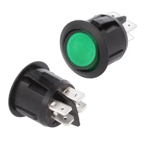 Schalter Wippschalter GRÜN RUND 23mm Ein-Aus beleuchtet 250V 10A 4pol Netzschalter Preisreduziert