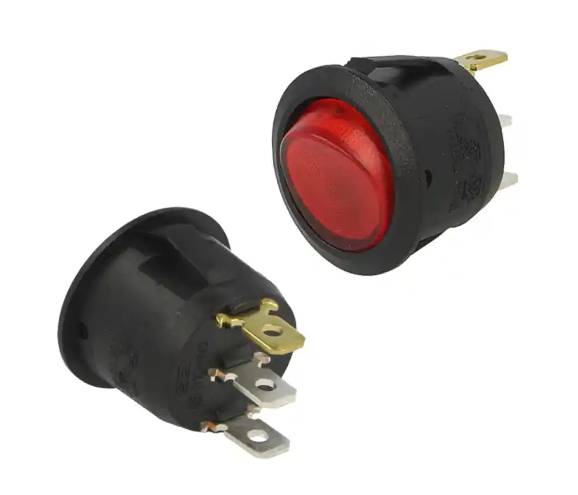 Schalter Wippschalter ROT RUND 23mm Ein-Aus beleuchtet 250V 10A 3pol Netzschalter Neu Im Sortiment