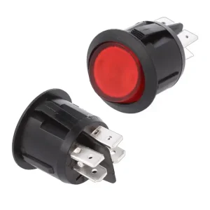 Schalter Wippschalter ROT RUND 23mm Ein-Aus beleuchtet 250V 10A 4pol Netzschalter Exklusiv