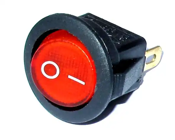 Highlight Schalter Wippschalter ROT RUND 23mm I/O beleuchtet 250V 6A Netzschalter