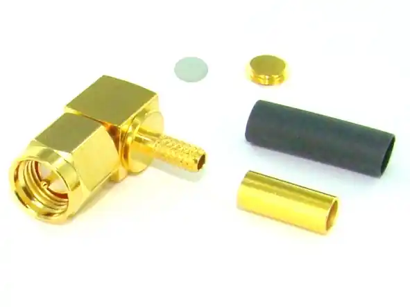 SMA Stecker gewinkelt für RG174 Crimpversion vergoldet Preiswert