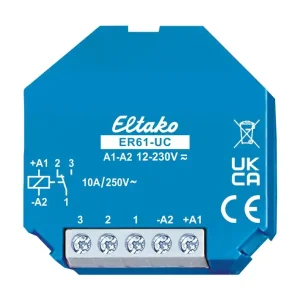 Universal Relais 12V 24V 36V 48V 230V ACDC 1-Wechsler bis 10A 250V Eltako ER61UC Exklusiv