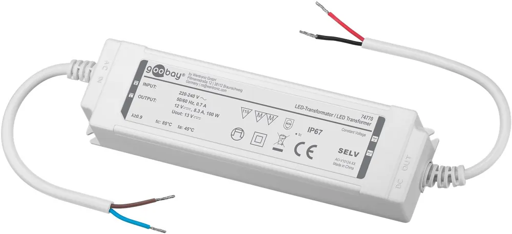 12V LED Netzteil 12V 100W 8,3A IP67 Indoor Oudoor SELV MM-Zeichen Kostenloser Versand
