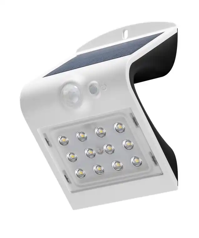 Solange Der Vorrat Reicht 1,5W Solar Lampe Solarlicht Wandlampe für Hauseingänge mit Bewegungsmelder Weiss