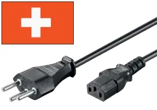 1,8m Netzkabel Schweiz Netzstecker auf Kaltgerätestecker Markenware