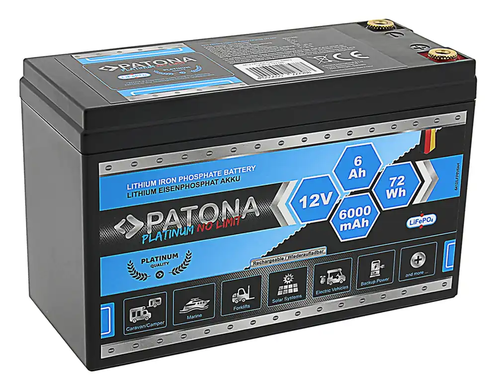 Gleich Bestellen 12V Akku LiFePO4 Lithium 12V 6Ah Abm 151x65x94mm M4 Schraubkontakt