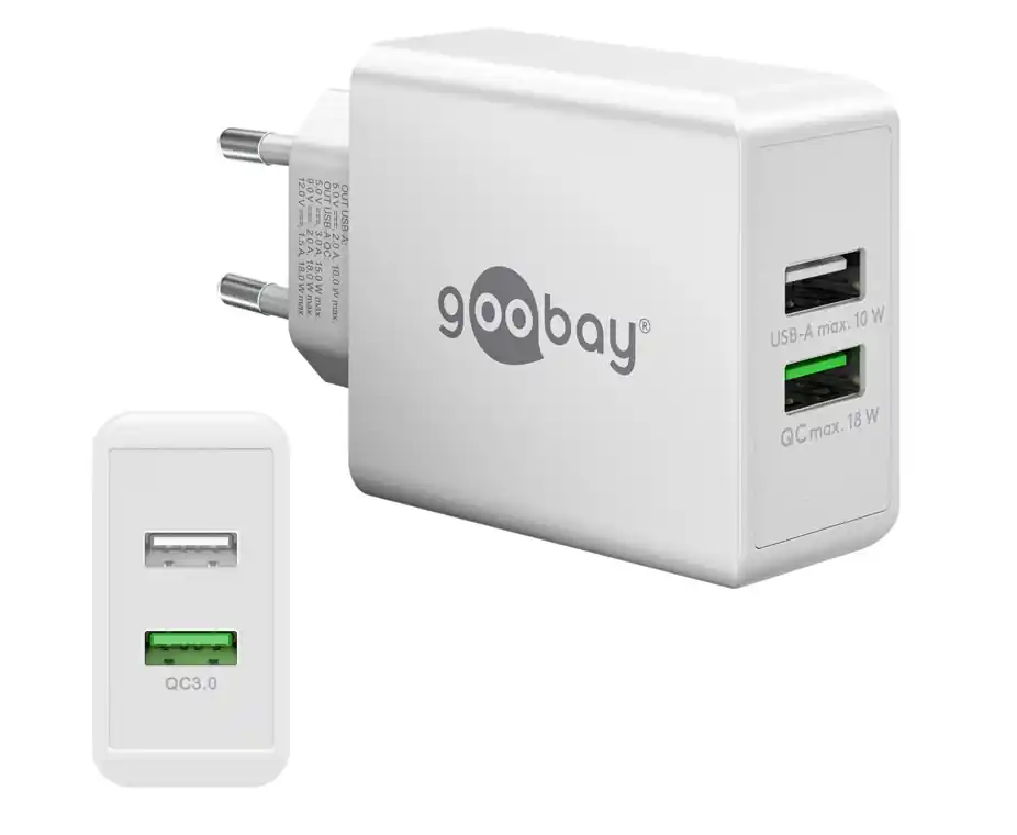 2-fach USB Netzteil für Handy Smartphones Tablets max 28W Ladeleistung QC3 Turbolader Mengenrabatt
