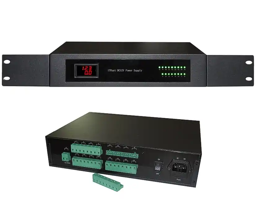 12VDC Netzteil 12V 240W 20A 19zoll Netzteil 1,5HE Eingang 230V 16x2A 1x4A Top-Qualität