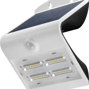 Mega-Angebot 3,2W Solar Lampe Solarlicht Wandlampe für Hauseingänge mit Bewegungsmelder Weiss
