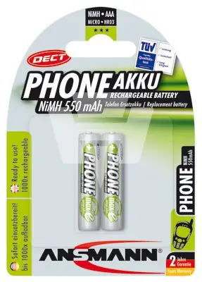AAA Micro Akku 550mAh für DECT Funktelefone 2er Pack Direkt Vom Hersteller