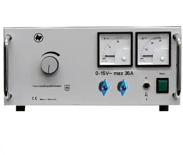 ACAC Labornetzgerät 0-15V 35A Stelltrafo Trenntrafo mit 2x Anzeigen ideal für Schule Uni Technikunterricht Handgefertigt