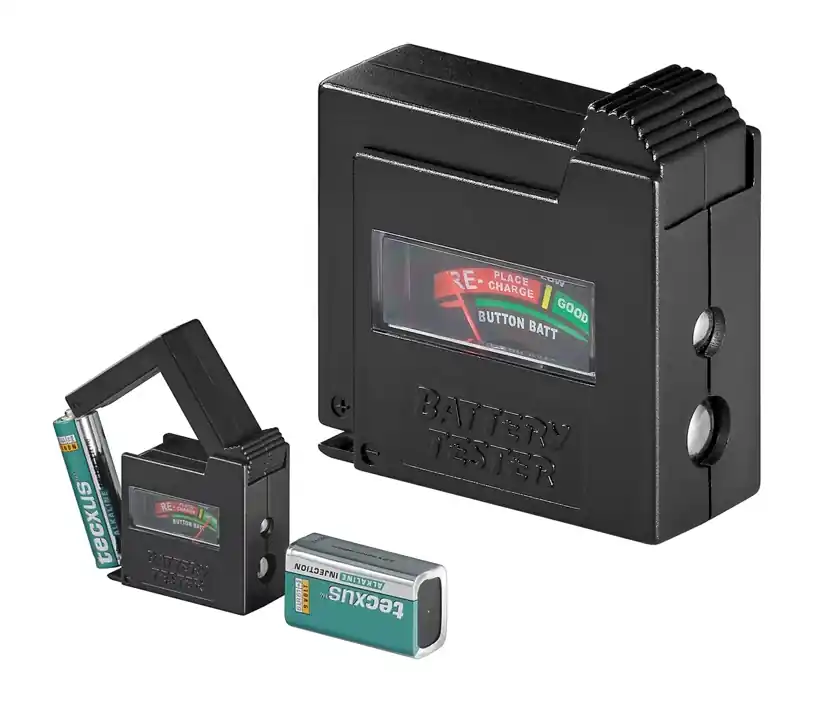 Finale Aktion Batterietester mit analogem Messwerk für alle Standardbatterien sowie alle gängigen Knopfzellen