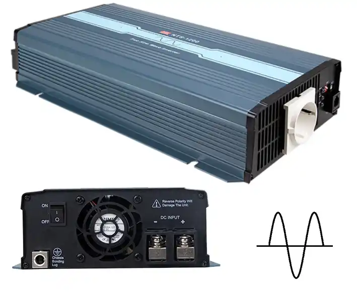 DCAC Wechselrichter 12V auf 230V 1200W Dauer Peak 2000W echter Sinus mit RS232 Fernsteuerport Preisknaller