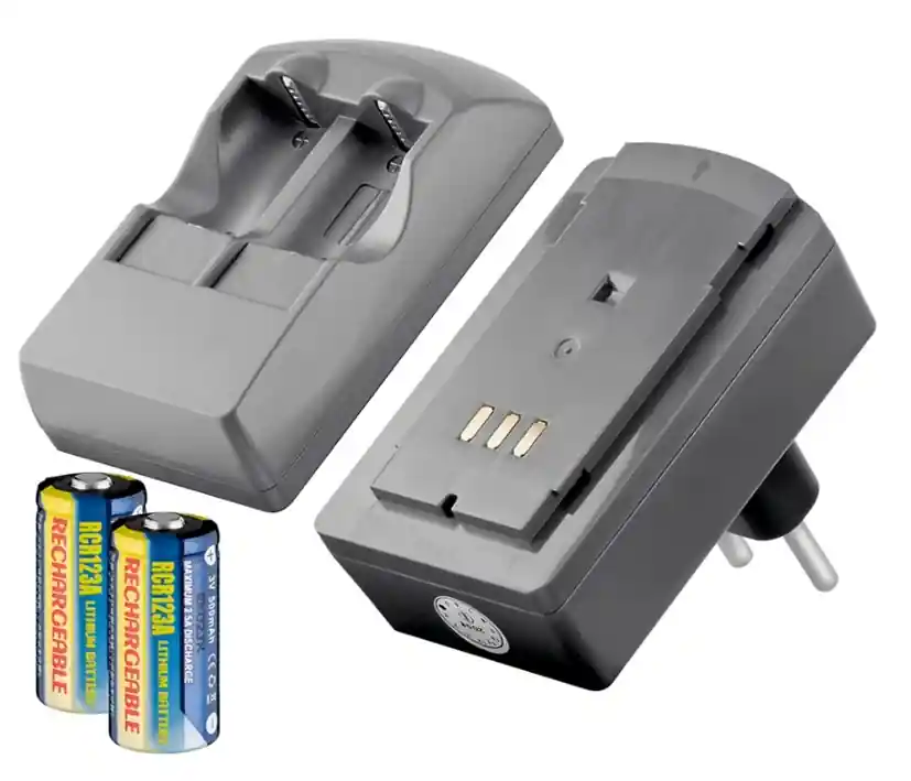 Ladegerät für Li-ION Akkus inkl 2x CR123A Akkus Fotobatterie-Ladegerät Top-Qualität