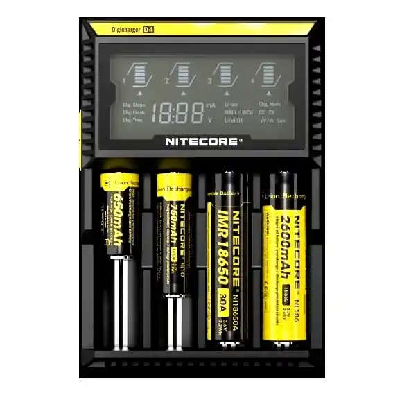 Geld-Zurück-Garantie Ladegerät für Lithium Akkus LI-ION LiFePO4 NiMH NiCd 4-fach 3,7V 4,2V