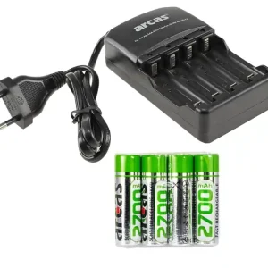 Ladegerät mit 4x 2700mAh Akkus Platz für 1-4 Micro oder Mignon-Akkus 500-3000mAh Top-Angebot