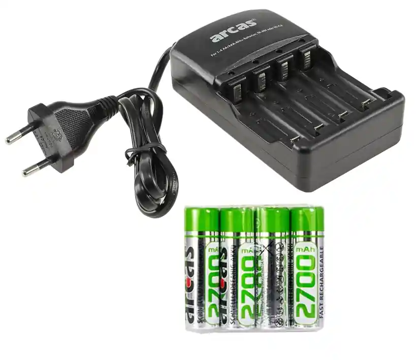 Ladegerät mit 4x 2700mAh Akkus Platz für 1-4 Micro oder Mignon-Akkus 500-3000mAh Top-Angebot