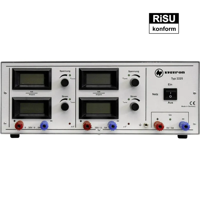 Regelbares Labornetzgerät Doppelnetzteil 2x 0-35V 5A 375W RISU konform Jetzt Kaufen
