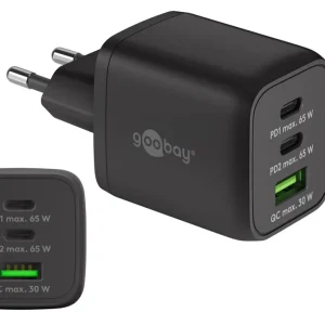 Neu Im Sortiment USB-C Ladegerät Schnellladegerät 65W Ladegerät mit USB-C und USB-A TRIO