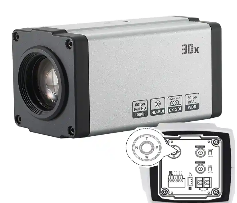 Ab Werk 2MP Boxkamera 4in1 SDI TVI CVBS mit 4-136mm Vario Motorzoom Objektiv Maschinenkamera MPC52Axx 30-fach Zoom