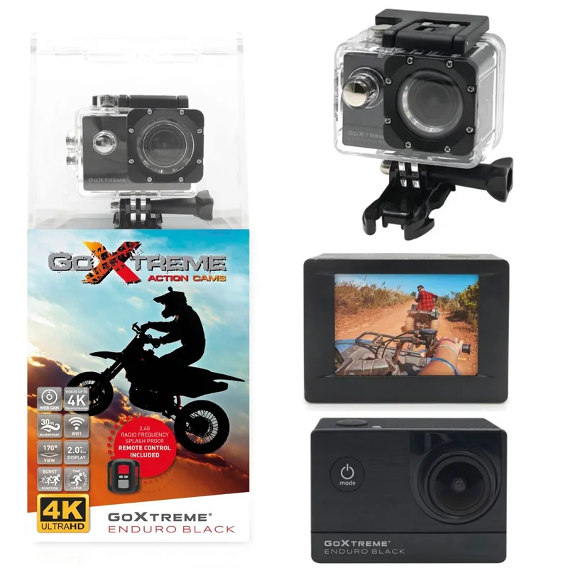 Action Kamera GoXtreme Enduro Black 4K für alle Sportarten Handgelenk-Fernbedienung Top-Angebot