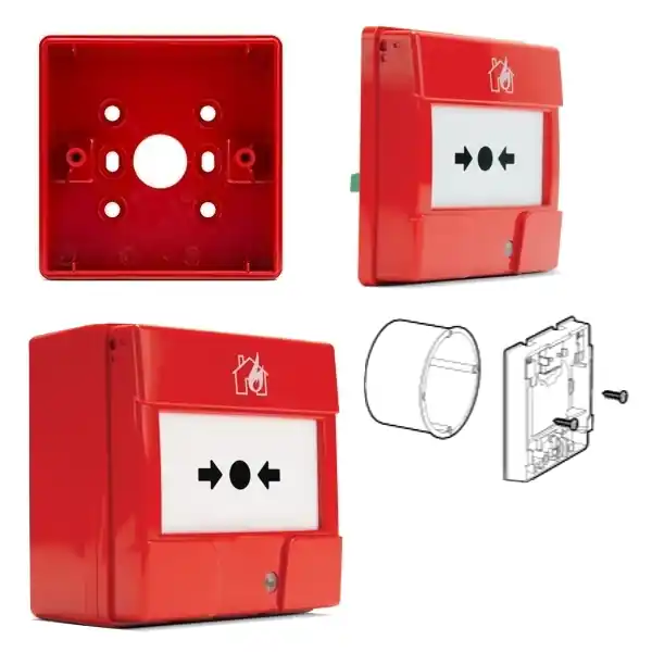Hausalarm AP UP Alarmtaster Feuer Brand ROT EN54-11 87x87x47mm Handfeuermelder Preisknaller