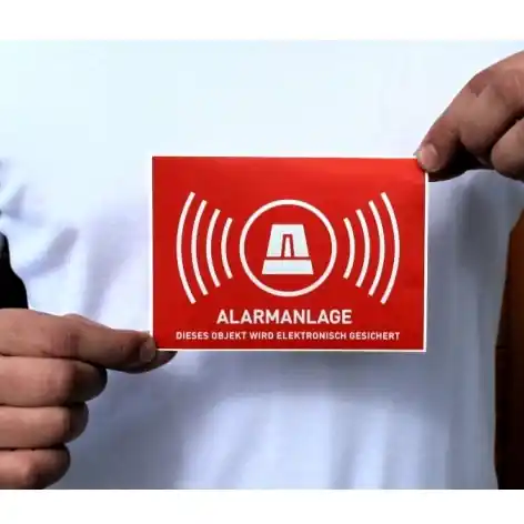 Schild Aufkleber Alarmanlage Alarmtechnik 74x53mm Direktkauf