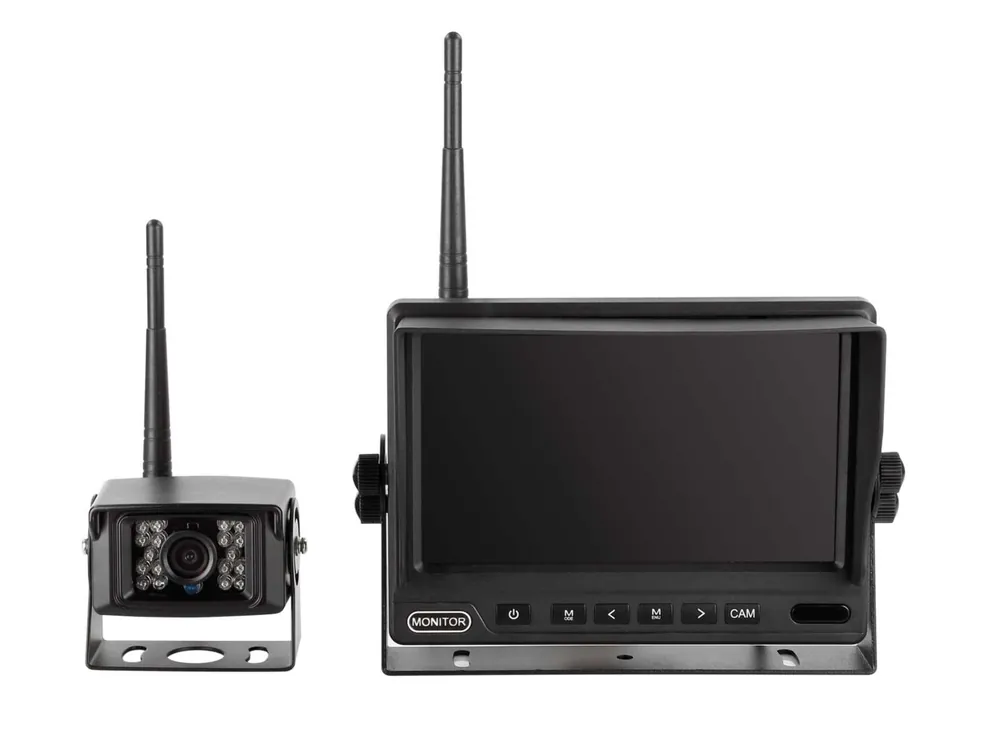 SET Funkkamera 1x KFZ-Kamera mit 7zoll Monitor Kabellage 12V 24V geeignet Preiswert