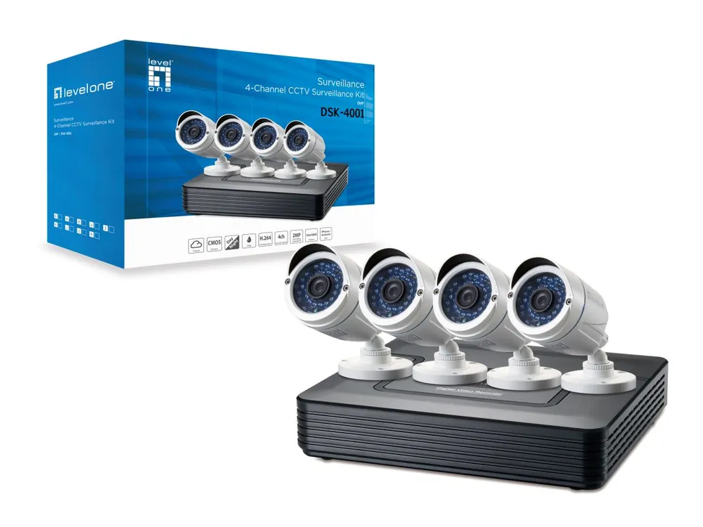 SET44 Kameraset DVR Recorder mit 4x 2MP Kameras 4x18m Kabel Kameraanlage Bestseller