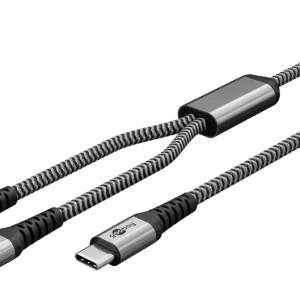1,5m TWIN USB-C Kabel Anschlusskabel USB-C auf USB-C Metallstecker Textilummantelung bis 3A 60W Markenprodukt