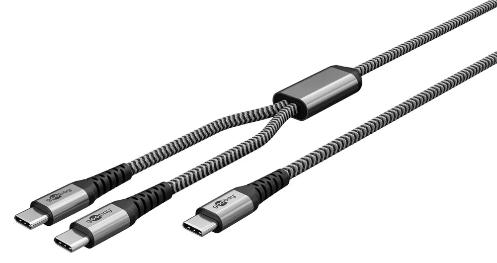 1,5m TWIN USB-C Kabel Anschlusskabel USB-C auf USB-C Metallstecker Textilummantelung bis 3A 60W Markenprodukt