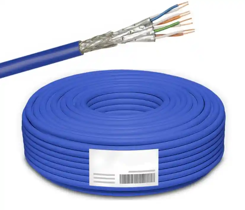 Original 100m LAN Kabel Cat7A PIMF S/FTP geschirmt Verlegekabel Blau