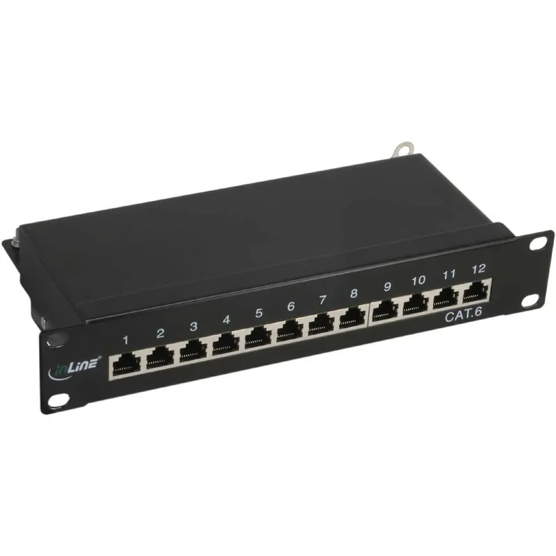 10zoll Patchpanel CAT6 Patchfeld 12xRJ45 LSA Panel Auflegefeld Schwarz Exklusiv