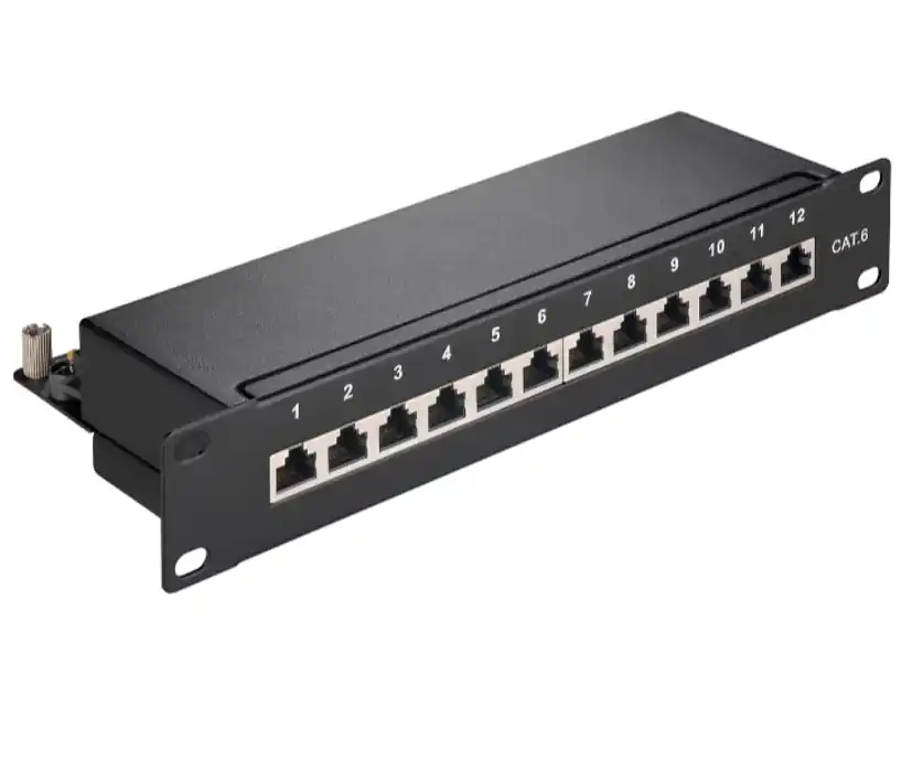 10zoll Patchpanel CAT6 Patchfeld 12xRJ45 LSA Panel Auflegefeld Schwarz Top-Qualität