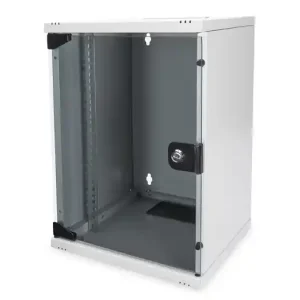 Bestpreis 10zoll Schrank 9HE Grau mit Türe Lichtgrau 465x310x300mm