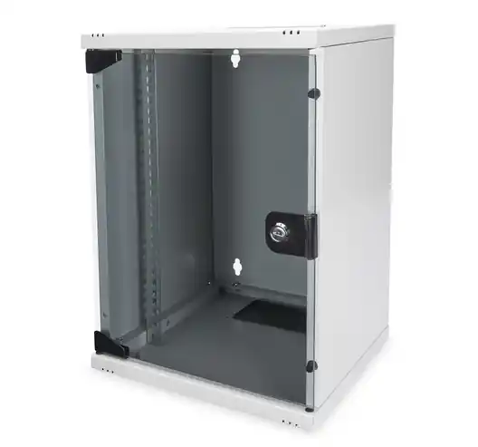 Bestpreis 10zoll Schrank 9HE Grau mit Türe Lichtgrau 465x310x300mm
