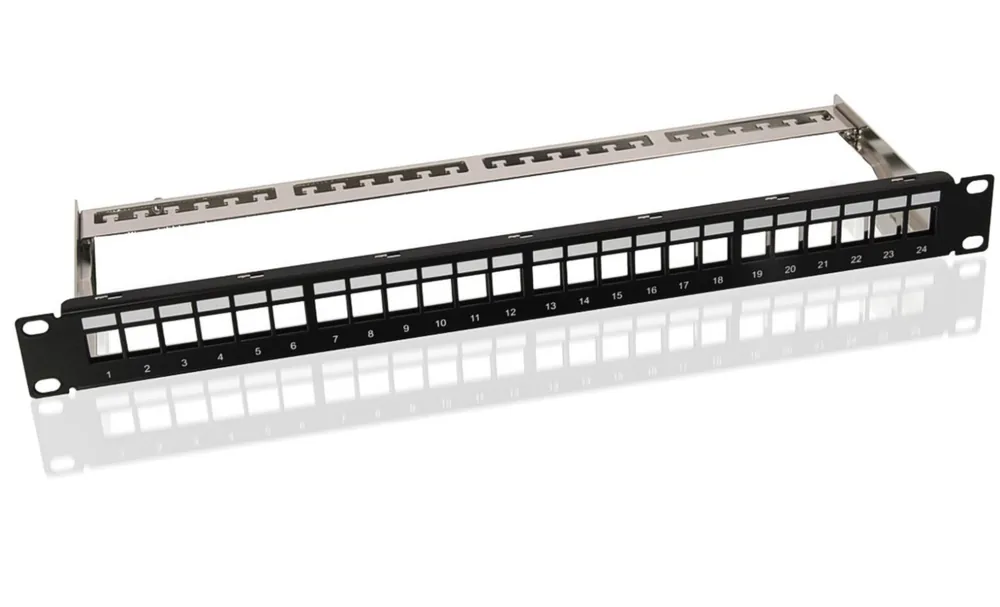 19zoll Patchpanel Patchfeld Keystone Träger für 24 Snap-In Module Schwarz Weltweiter Versand