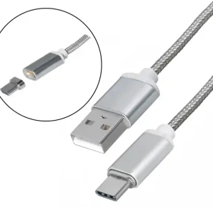 1m USB-C Kabel Anschlusskabel USBC Magnetisch auf USBA Stecker Textilummantelung Sonderangebot