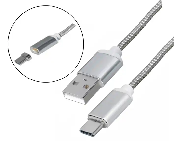 1m USB-C Kabel Anschlusskabel USBC Magnetisch auf USBA Stecker Textilummantelung Sonderangebot