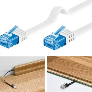Kostenfreie Lieferung 3m LAN Kabel Flachkabel Cat6a UUTP Weiss