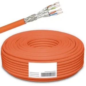 50m LAN Kabel Cat7 PIMF S/FTP geschirmt Verlegekabel Orange Zertifiziert