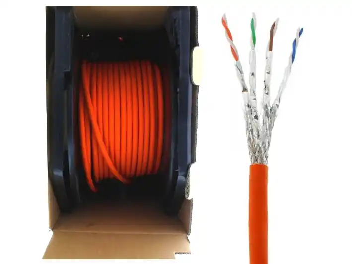 Neu Im Sortiment 50m LAN Kabel Cat7A PIMF S/FTP geschirmt CU Verlegekabel Orange