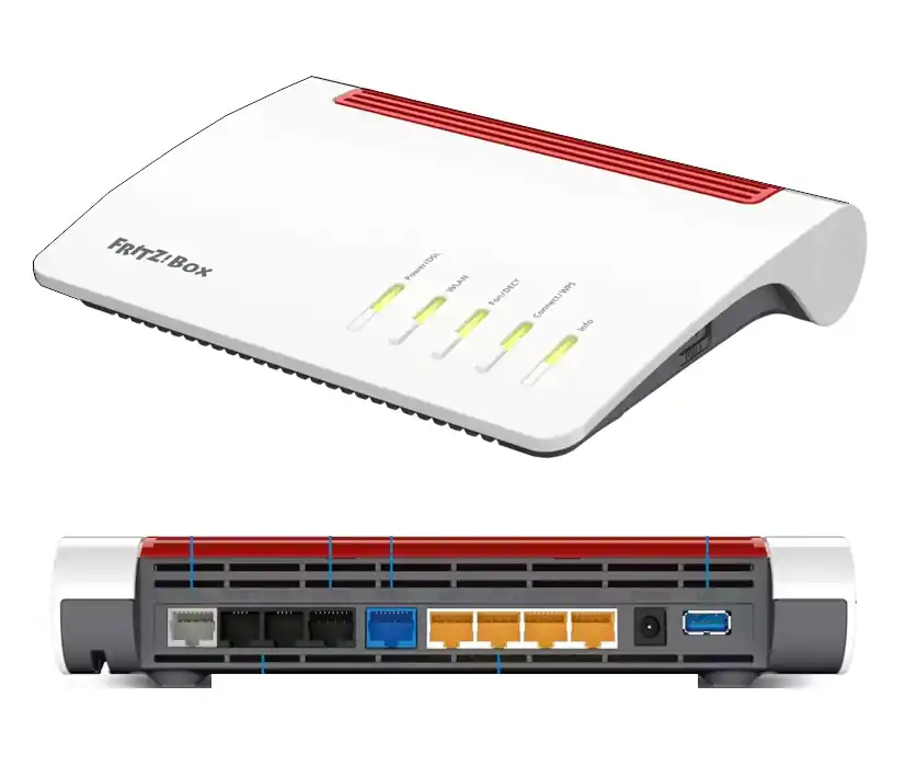 Markenprodukt AVM FRITZ!Box 7590 WLAN Router mit Modem Refurbished integriertes Modem VDSL, ADSL 2.4GHz, 5GHz 2533MBit/s