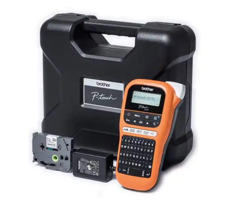 Original Beschriftungsgerät Brother P-touch PTE110VP mit Netzteil und Koffer