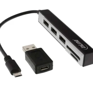 Zertifiziert CardReader mit 3-fach USB Hub mit integriertem Kartenleser und OTG Adapter